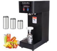 Sigillatrice per lattine di soda commerciale da 180 W con contatore LCD, macchina per aggraffatura regolabile in altezza da 3,9" a 7,9" per lattine di soda/alluminio/latta,Black