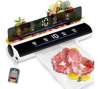 Sigillatrice sottovuoto con indicatore LED e promemoria vocale, sigillatrice automatica dell'aria con 20 sacchetti sottovuoto, multifunzione con modalità di sigillatura a secco/umido (bianco)