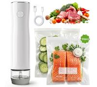 Sigillatrice sottovuoto portatile e compatta per alimenti, con 30 sacchetti riutilizzabili, per conservare alimenti sottovuoto, viaggi, avanzi e cibi secchi, freschezza 6 volte più lunga