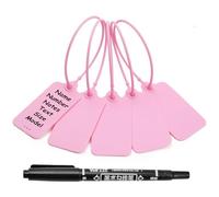 Sigilli antimanomissione in plastica, Etichette rosse vuote for etichettatura, etichette appese scrivibili Etichetta for marcatura sigillo for vestiti(Pink,50 PCS)