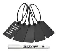 Sigilli antimanomissione in plastica, Etichette rosse vuote for etichettatura, etichette appese scrivibili Etichetta for marcatura sigillo for vestiti(Black,50 PCS)