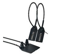 Sigilli di sicurezza antimanomissione Tag numerati da 100 pezzi | Fascette in plastica multicolore azzurro, autobloccanti usa e getta, lunghezza 9,84 pollici for ID(Black,500PCS)