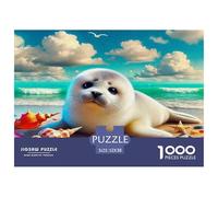 Sigillo 1000 pezzi per adulti e donne: foca con conchiglie sotto le nuvole, gioco e regalo per famiglie divertente e stimolante, 52x38 cm/1000 pezzi
