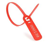 Sigillo antimanomissione, Sigilli di sicurezza for carichi pesanti - Magazzino merci a prova manomissione, autobloccante, a strappo, 400 mm x(Red,100 PCS)
