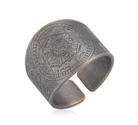 Sigillo dei 7 Arcangeli Anello Metatron Cubo Anelli Sigillo di Lilith Biblico Talismano Amuleto Anelli Geometria Rame Anello Aperto Buona Fortuna Protezione Gioielli Religiosi per Uomini Donne