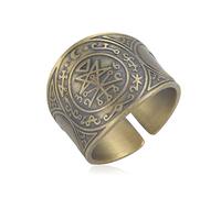 Sigillo dei 7 Arcangeli Anello Metatron Cubo Anelli Sigillo di Lilith Biblico Talismano Amuleto Anelli Geometria Rame Anello Aperto Buona Fortuna Protezione Gioielli Religiosi per Uomini Donne