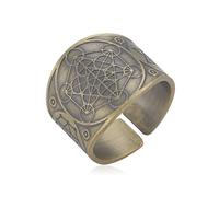 Sigillo dei 7 Arcangeli Anello Metatron Cubo Anelli Sigillo di Lilith Biblico Talismano Amuleto Anelli Geometria Rame Anello Aperto Buona Fortuna Protezione Gioielli Religiosi per Uomini Donne