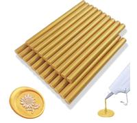 Sigillo di cera Stick,Ioggtser 20 PCS Mini Pistola Colla Sigillo Cera Stick per timbro a ceralacca,Bastoncini di cera sigillanti per inviti di nozze, biglietti, buste (Gold)