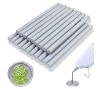 Sigillo di cera Stick,Ioggtser 20 PCS Mini Pistola Colla Sigillo Cera Stick per timbro a ceralacca,Bastoncini di cera sigillanti per inviti di nozze, biglietti, buste (Silver)