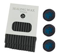 Sigillo di cera Stick,Ioggtser 26 PCS Mini Pistola Colla Sigillo Cera Stick per timbro a ceralacca,Bastoncini di cera sigillanti per inviti di nozze, biglietti, buste (Black)