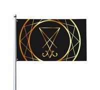 Sigillo Satanico Magico di Lucifero in Oro, Bandiera del Satanismo, Decorazione per Corridoio, Bandiera Iconica, 3x5 Piedi