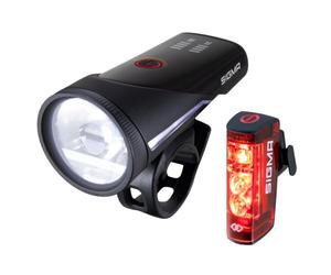 SIGMA Aura 100 + Hiro 50 Link | Set di illuminazione a LED con funzione | Conforme al codice della strada tedesco, fanale posteriore con luce freno e luce freno di emergenza, modalità auto con