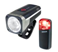 SIGMA Aura 120 + RECO 80 LINK | Set di illuminazione conforme al codice | Con connettività sinistra, fanale posteriore radar con funzione di luce freno e freno di emergenza, luce anteriore con