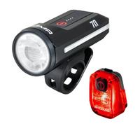 SIGMA Aura 70 + Hiro 10, set di illuminazione a LED per bicicletta conforme | Con modalità auto con sensore di luminosità e funzione di memoria anteriore; fanale posteriore con visibilità fino a 500 m