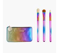 Sigma Beauty Color Me Proud - Set di 3 mini pennelli da trucco per occhi, per ombreggiare e definire il trucco degli occhi, include una piccola borsa per il trucco elegante (4 pezzi)