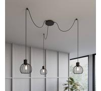 SIGMA Lampada a sospensione Luto 3 con tre paralumi a gabbia, nero Sigma