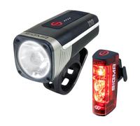 SIGMA Set di luci per bicicletta Aura 120 + Hiro 50 Link, conforme al | Con funzione Link; fanale posteriore con luce freno e luce freno di emergenza; luce anteriore con modalità auto