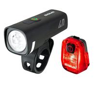 SIGMA Set luci per bicicletta a LED Aura 40/ Hiro 10 | Luce anteriore e posteriore alimentate a batteria | Set di luci ricaricabili resistenti alle intemperie con USB-C