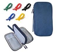 SIGMAWISE® Custodia cavi 19 x 11 cm + 10 fascette in velcro - Organizer cavi da viaggio - Custodia per caricabatterie, USB e accessori elettronici - Borsa compatta e versatile (Blu marino)