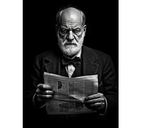 Sigmund Freud con un giornale | Poster | Arte della parete | Decorazioni per la casa |