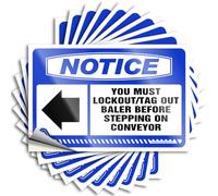 Sign Day Bulk Autoadesivo & Sea Animal Laminated - Notice You Must Lockout Tag Out Baler per divertente per auto | Man Cave Signs and Decor