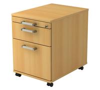 SIGNA AC20 CE - Cassettiera con rotelle Faggio maniglia in metallo cromato