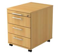 SIGNA AC30 RE - Cassettiera con rotelle Faggio manico a forma di ringhiera in plastica