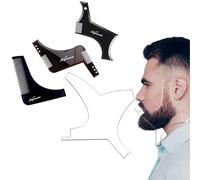 SIGNAMIO Set di 4 strumenti multiuso nero trasparente per barba da uomo, stencil per modellare la barba, pettine per lo styling della barba per la guida del collo - Kit per la cura della barba