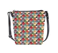 Signare Borsa a tracolla piccola da donna con motivo a triangolo multicolore (SLING-MTRI)