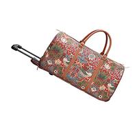 Signare Borsa da viaggio da viaggio con ruote, da donna, con motivo William Morris (ladro di fragole rosso, pull-STRD)
