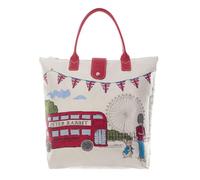 Signare Borsa per la spesa pieghevole, compatta, riutilizzabile ed ecologica con motivo Peter Rabbit, Beige, (Open): W 38 x H 35.5 x D 9 cm