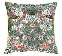 Signare Federa per cuscino a pannelli, 45 x 45 cm, decorativa, per divano con design William Morris Strawberry Thief grigio (ladro di fragole grigio, CCOV-PN-STRG)