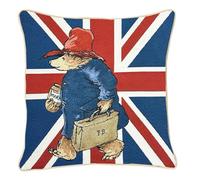 Signare Federa per cuscino con motivo Union Jack Paddington Bear, 45 x 45 cm, double-face, decorativa, per divano con bordi tubolari