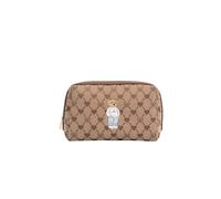 Signare London Beauty case da toilette, con monogramma a forma di cuore con orsacchiotto ricamato, trousse compatta per viaggi, vacanze e viaggi nel fine settimana, borsa leggera con cerniera
