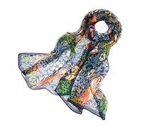 Signare Sciarpa da donna in 100% seta leggera e morbida con design William Morris (ladro di fragole blu)