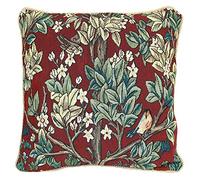 Signare Tapestry Arazzo copricuscini Divano, federe Cuscini Divano, Fodere Cuscini 45x45 cm Ispirato da William Morris - Albero della Vita (Albero della Vita Rosso)