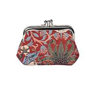 Signare Tapestry Arazzo Portamonete da Donna con Doppia Chiusura Kiss Lock, Coin Purse Danna (Strawberry Thief Red)
