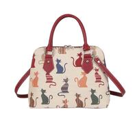 Signare Tapestry Arazzo Top Handle borsa borse donna, borsa donna tracolla con Disegni di Gatti (Gatto sfacciato)