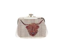 Signare Tapestry Highland Cow Collection - Portamonete con cornice da donna - Doppio scomparto con serratura da bacio, vegano, beige, W 12 x H 8 x D 4.5, Rustico, beige, W 12 x H 8 x D 4.5, Rustico