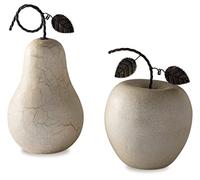 Signature Design by Ashley Bidelia - Set di 2 sculture in metallo a forma di mela, colore: Beige