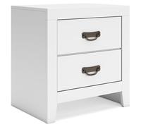 Signature Design by Ashley Binterglen - Comodino casual a 2 cassetti con arresto di sicurezza, altezza 60 cm, colore: bianco