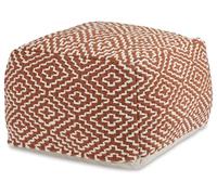 Signature Design by Ashley Brynnsen - Pouf casual intrecciato a mano, motivo geometrico, colore: arancione e bianco