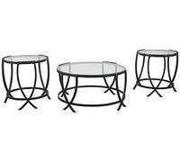 Signature Design by Ashley - Tarrin Glass Top Occasional 3-Piece Table Set, Black