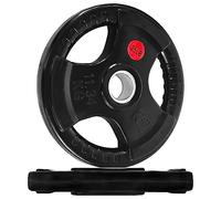 Signature Fitness Olympic - Piastra in ghisa da 5,1 cm, per allenamento di forza e sollevamento pesi, stile rivestito in gomma, coppia da 11,3 kg