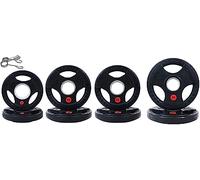 Signature Fitness Olympic - Piastra per pesi in ghisa, 5,1 cm, per allenamento di forza e sollevamento pesi, rivestimento in gomma, set da 20,4 kg