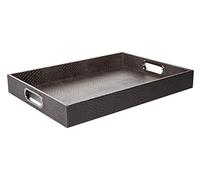 SIGNATURE HOME COLLECTION AP-147-A03-M - 147 A12 Telecamera Vassoio con Manici, in Finta Pelle, Colore: Talpa, 45 x 33 x 6 cm