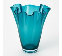 SIGNATURE HOME COLLECTION Vaso in vetro soffiato a mano, vaso decorativo per fiori, turchese, vetro, 21 x 21 x 30 cm