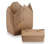 Signature Packaging Contenitore di carta kraft usa e getta da asporto, contenitore per alimenti caldi e freddi, design impermeabile per un pranzo in movimento, 200 x 140 x 65 mm, confezione da 25