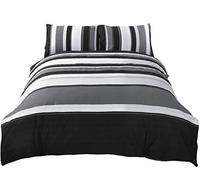 Signature, Rapport Striped Grey, copripiumino trapuntato king size e 2 set federa per adulti, cotone e poliestere