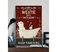 SIGNCHAT Westie And Co Bath Soap Wash Your Paw Dog Funny Decor poster Wall Art Decor cartello in metallo 20,3 x 30,5 cm